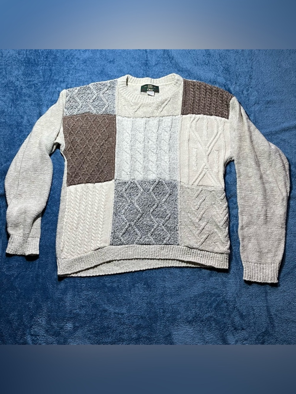 Vintage Orvis Cable-Knit Patchwork Sweater - Size M